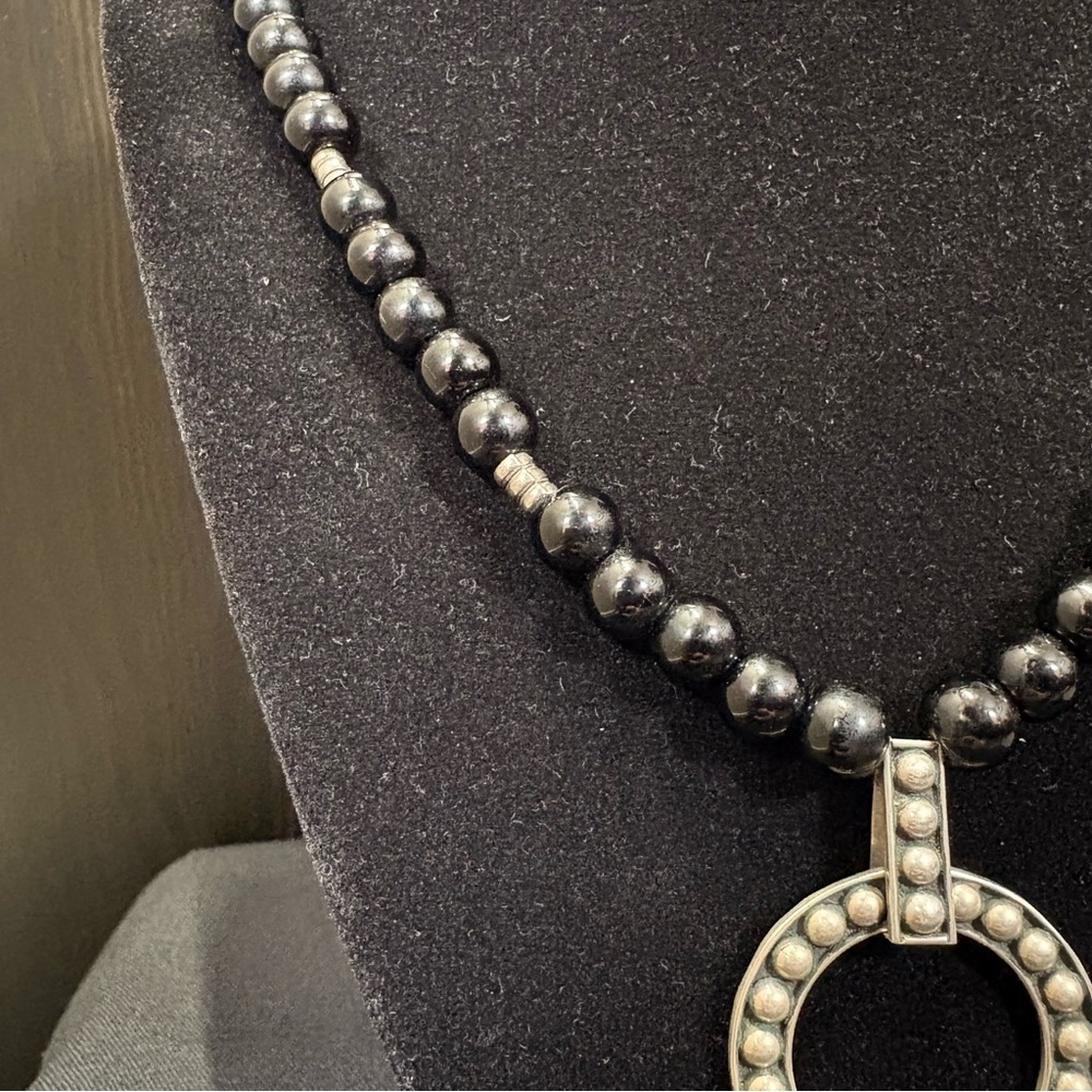 925 Sterling Silver & Black Onyx Beaded Necklace - Picture 2 of 8